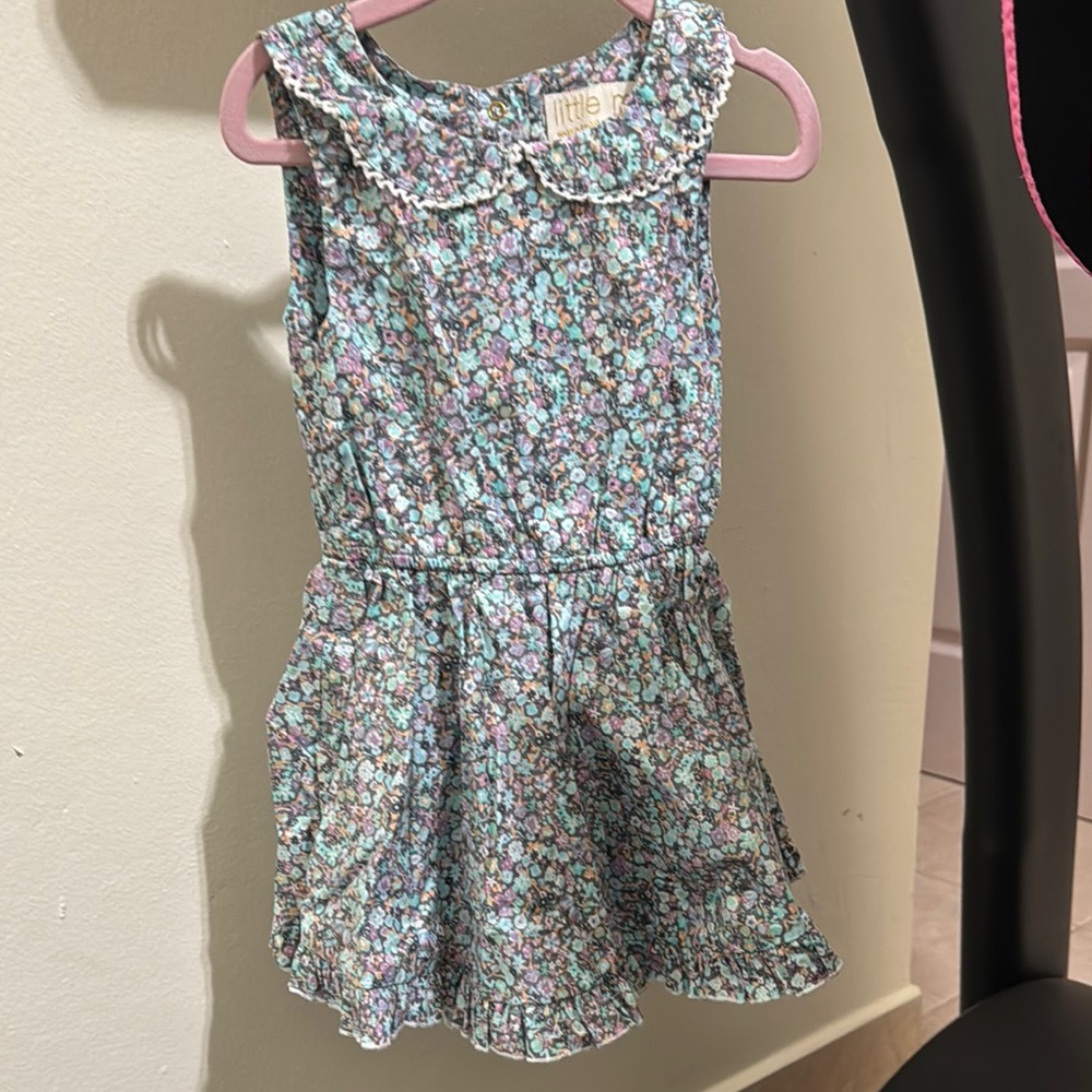 Floral Kids Dress with Ruffle Collar